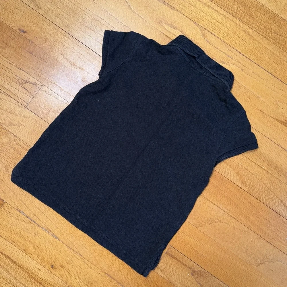 Polo‎ Ralph Lauren Preppy Girls Black Pique Short Sleeve Polo Size 6 White Pony